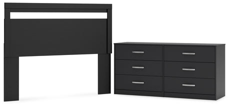 Finch Queen Panel Headboard with Dresser in Black from Ashley - Luna Furniture