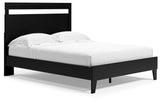 Finch Queen Panel Platform Bed with 2 Nightstands in Black/Brown from Ashley - Luna Furniture