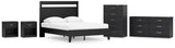Finch Queen Panel Platform Bed with Dresser, Chest and 2 Nightstands in Black/Brown from Ashley - Luna Furniture
