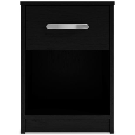 Finch Queen Platform Bed with Dresser, Chest and 2 Nightstands in Black from Ashley - Luna Furniture