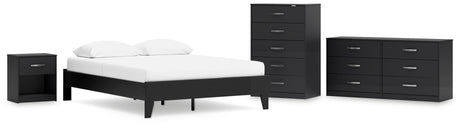 Finch Queen Platform Bed with Dresser, Chest and Nightstand in Black from Ashley - Luna Furniture