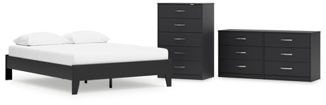 Finch Queen Platform Bed with Dresser and Chest in Black from Ashley - Luna Furniture