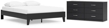 Finch Queen Platform Bed with Dresser in Black from Ashley - Luna Furniture