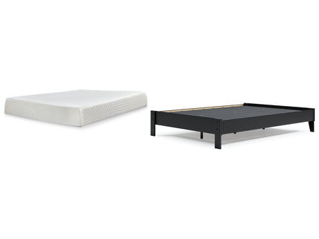 Finch Queen Platform Bed with Mattress in Black from Ashley - Luna Furniture