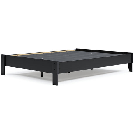 Finch Queen Platform Bed with Mattress in Black from Ashley - Luna Furniture