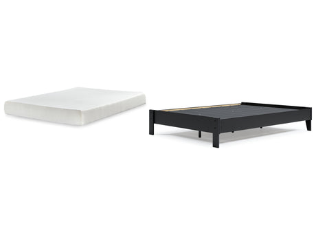 Finch Queen Platform Bed with Mattress in Black from Ashley - Luna Furniture