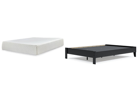 Finch Queen Platform Bed with Mattress in Black from Ashley - Luna Furniture