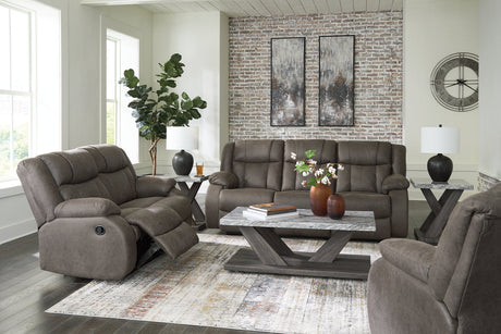 First Base Gunmetal Reclining Sofa, Loveseat and Recliner from Ashley - Luna Furniture