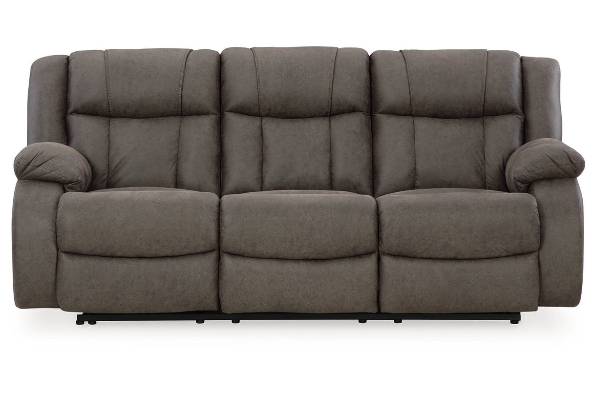 First Base Gunmetal Reclining Sofa, Loveseat and Recliner from Ashley - Luna Furniture