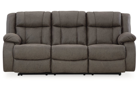 First Base Gunmetal Reclining Sofa, Loveseat and Recliner from Ashley - Luna Furniture