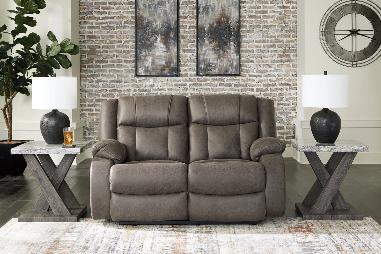 First Base Gunmetal Reclining Sofa, Loveseat and Recliner from Ashley - Luna Furniture