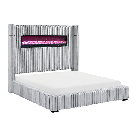 Fitzroy Gray Upholstered King Bed from Homelegance - Luna Furniture