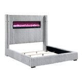 Fitzroy Gray Upholstered King Bed with Fireplace from Homelegance - Luna Furniture