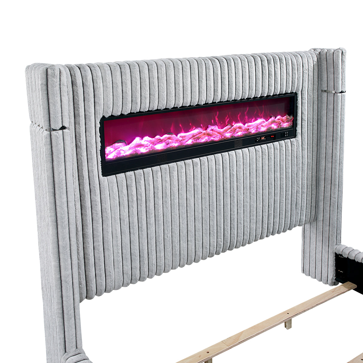 Fitzroy Gray Upholstered King Bed with Fireplace from Homelegance - Luna Furniture