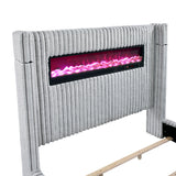 Fitzroy Gray Upholstered King Bed with Fireplace from Homelegance - Luna Furniture