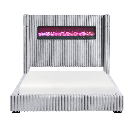 Fitzroy Gray Upholstered Queen Bed from Homelegance - Luna Furniture