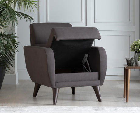 Flexy Zigana Charcoal Chair In A Box with Storage from Bellona - Luna Furniture