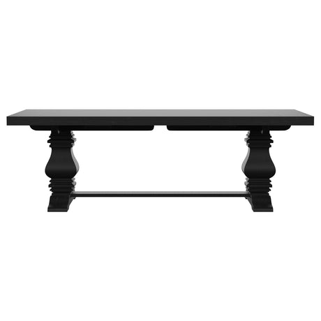 Florence Antique Black Rectangular Planked Wood Top Pedestal Dining Table from Coaster - Luna Furniture