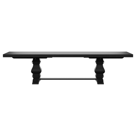 Florence Antique Black Rectangular Planked Wood Top Pedestal Dining Table from Coaster - Luna Furniture