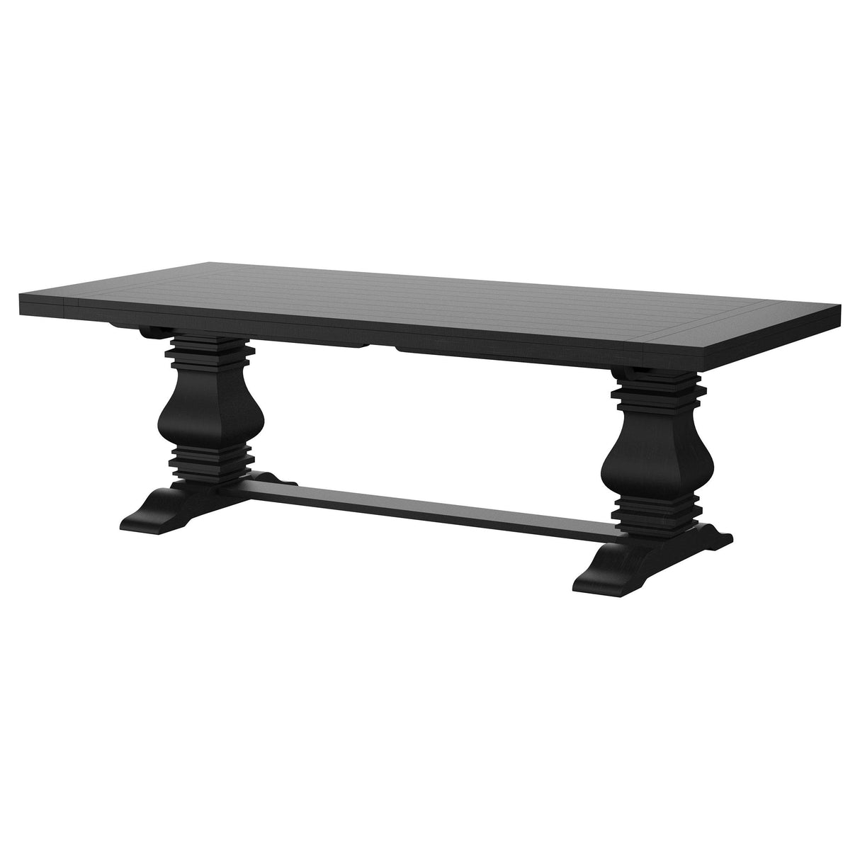 Florence Antique Black Rectangular Planked Wood Top Pedestal Dining Table from Coaster - Luna Furniture