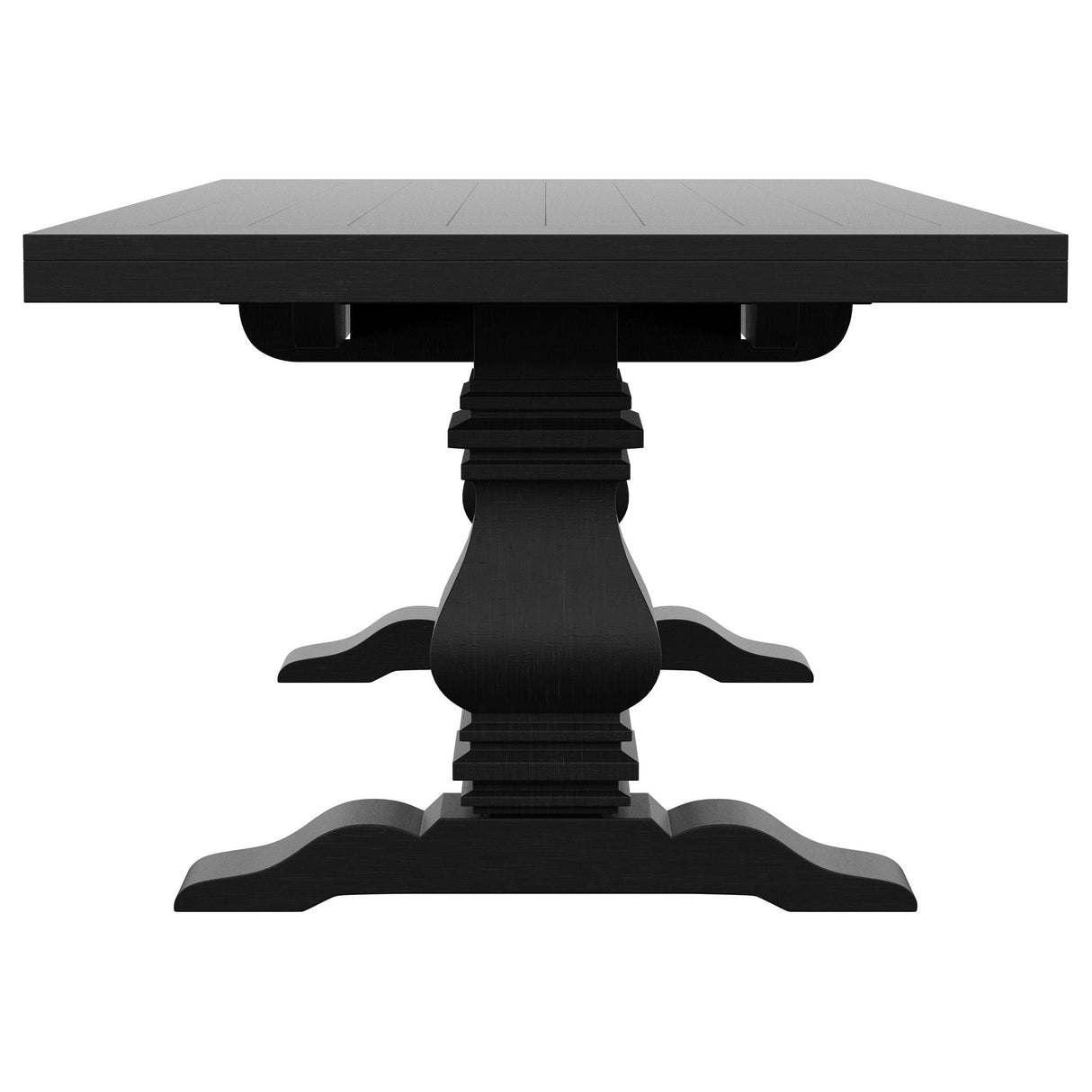 Florence Antique Black Rectangular Planked Wood Top Pedestal Dining Table from Coaster - Luna Furniture