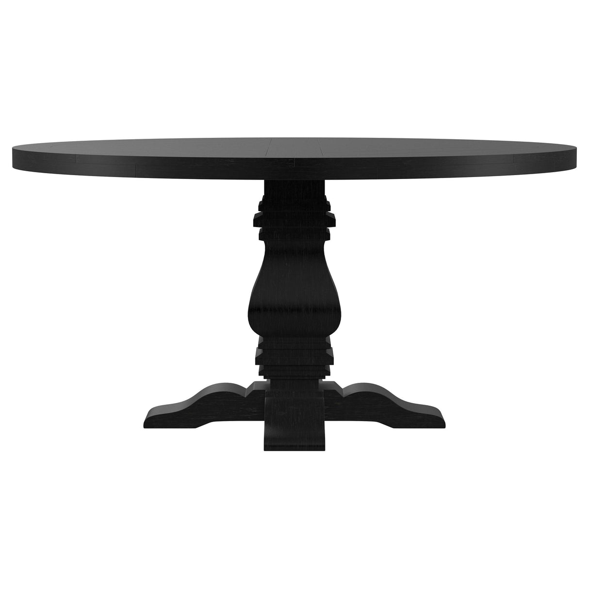 Florence Antique Black Round Pedestal Dining Table with Planked Wood Top from Coaster - Luna Furniture