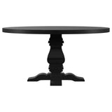 Florence Antique Black Round Pedestal Dining Table with Planked Wood Top from Coaster - Luna Furniture