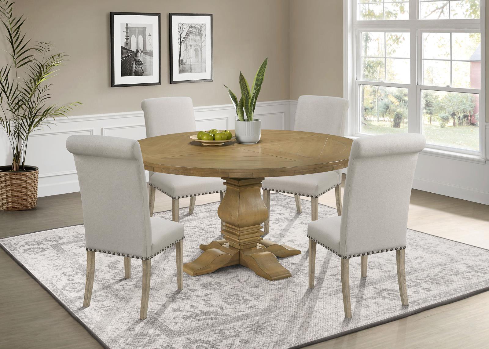 Florence 5-piece Round Dining Set Rustic Smoke and Beige - Luna