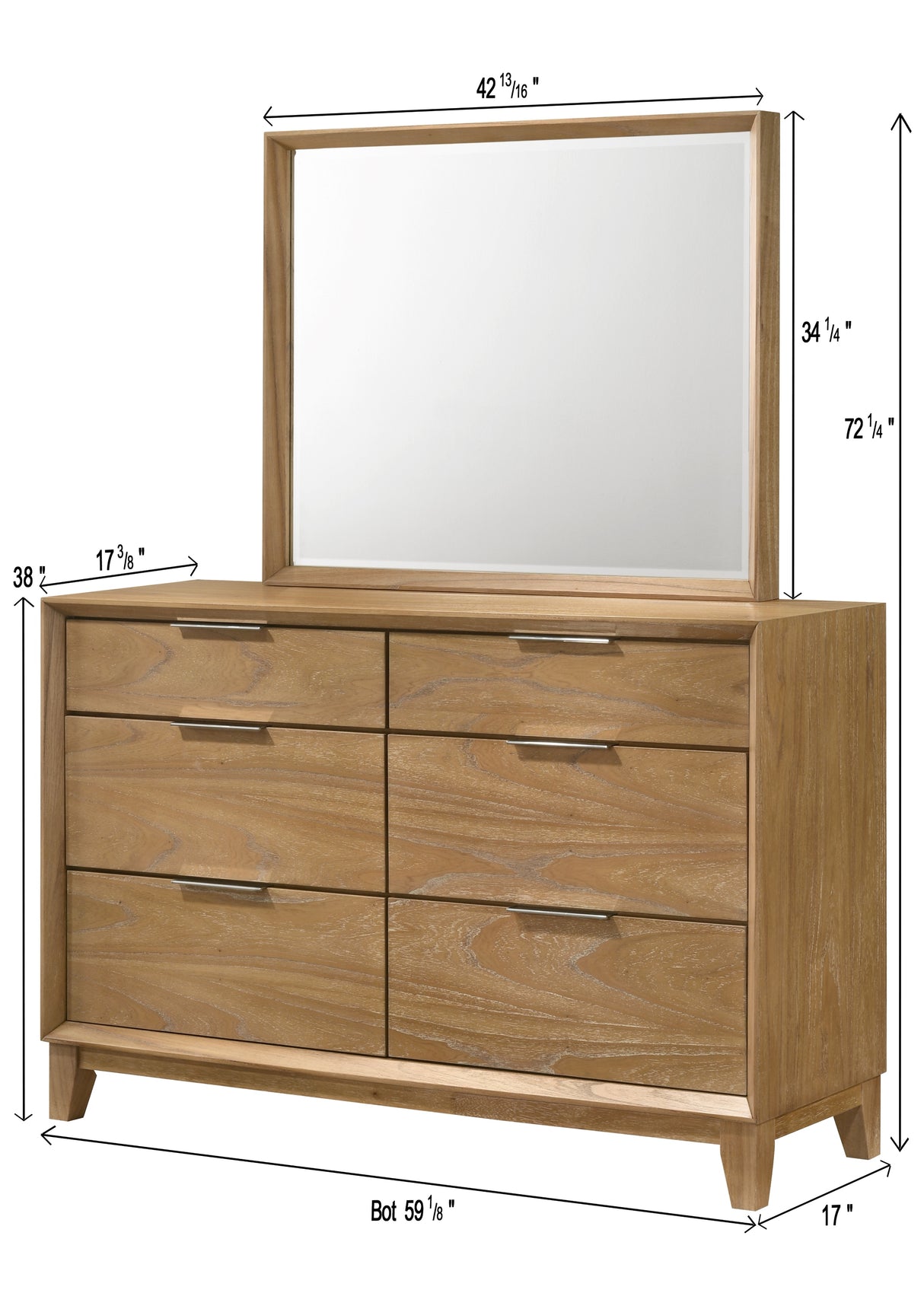 Florian Natural Wood Dresser Top (Mirror Only) from Crown Mark - Luna Furniture
