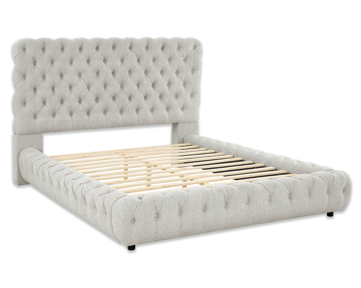 Flory Dove King Upholstered Platform Bed from Crown Mark - Luna Furniture