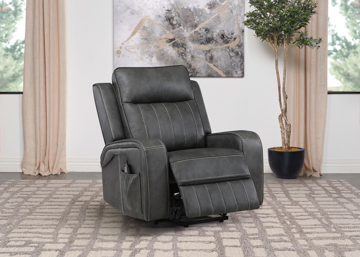 Foley Gray Upholstered Power Lift Recliner Chair from Coaster - Luna Furniture