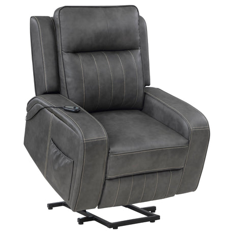 Foley Gray Upholstered Power Lift Recliner Chair from Coaster - Luna Furniture