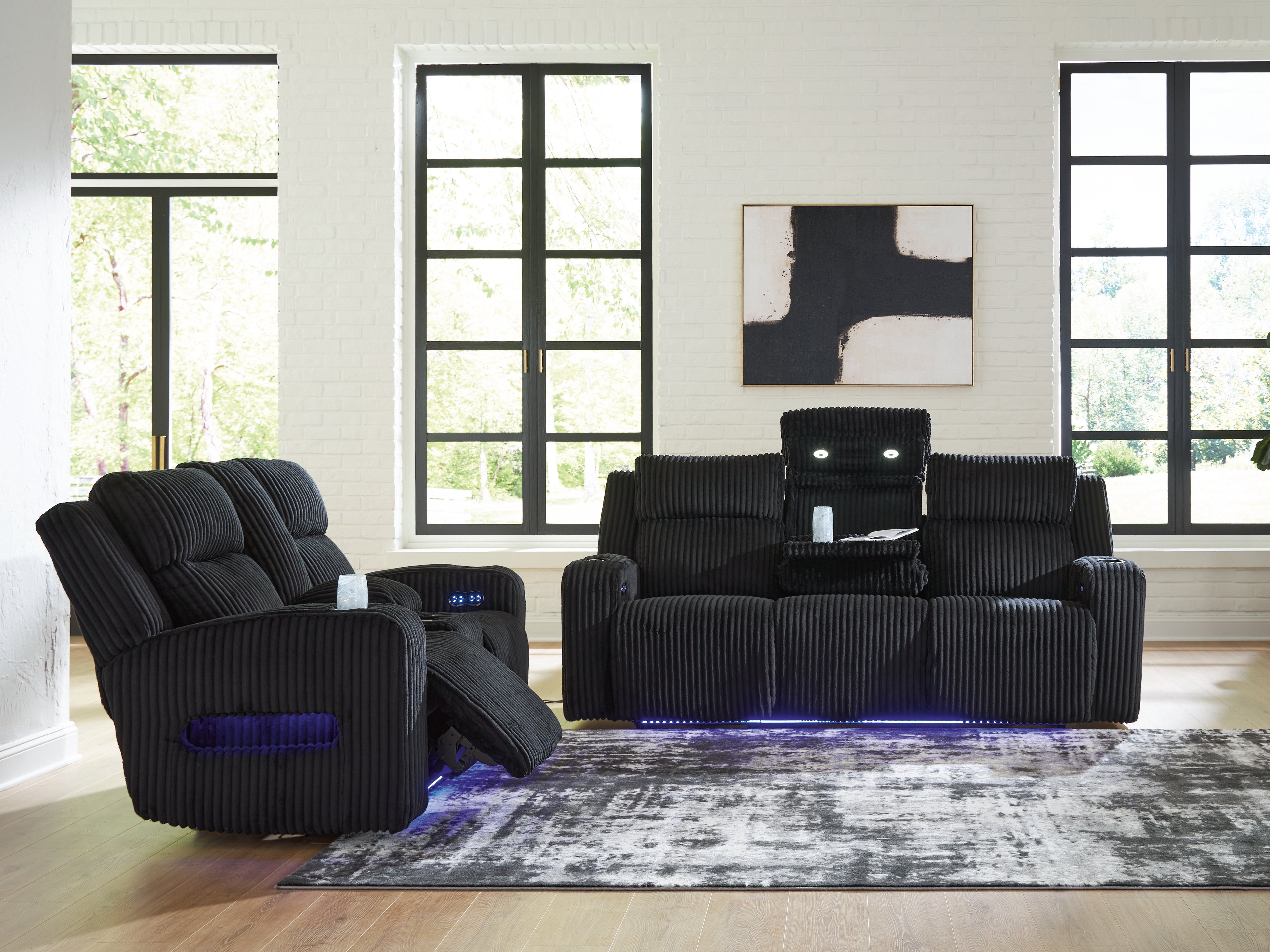 Forest Lake Black Power Reclining Living Room Set – Luna Furniture
