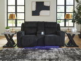 Forest Lake Black Power Reclining Loveseat with Console from Ashley - Luna Furniture