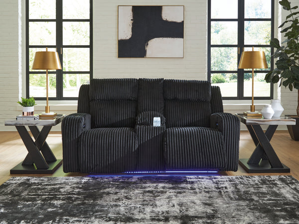 Forest Lake Black Power Reclining Loveseat with Console