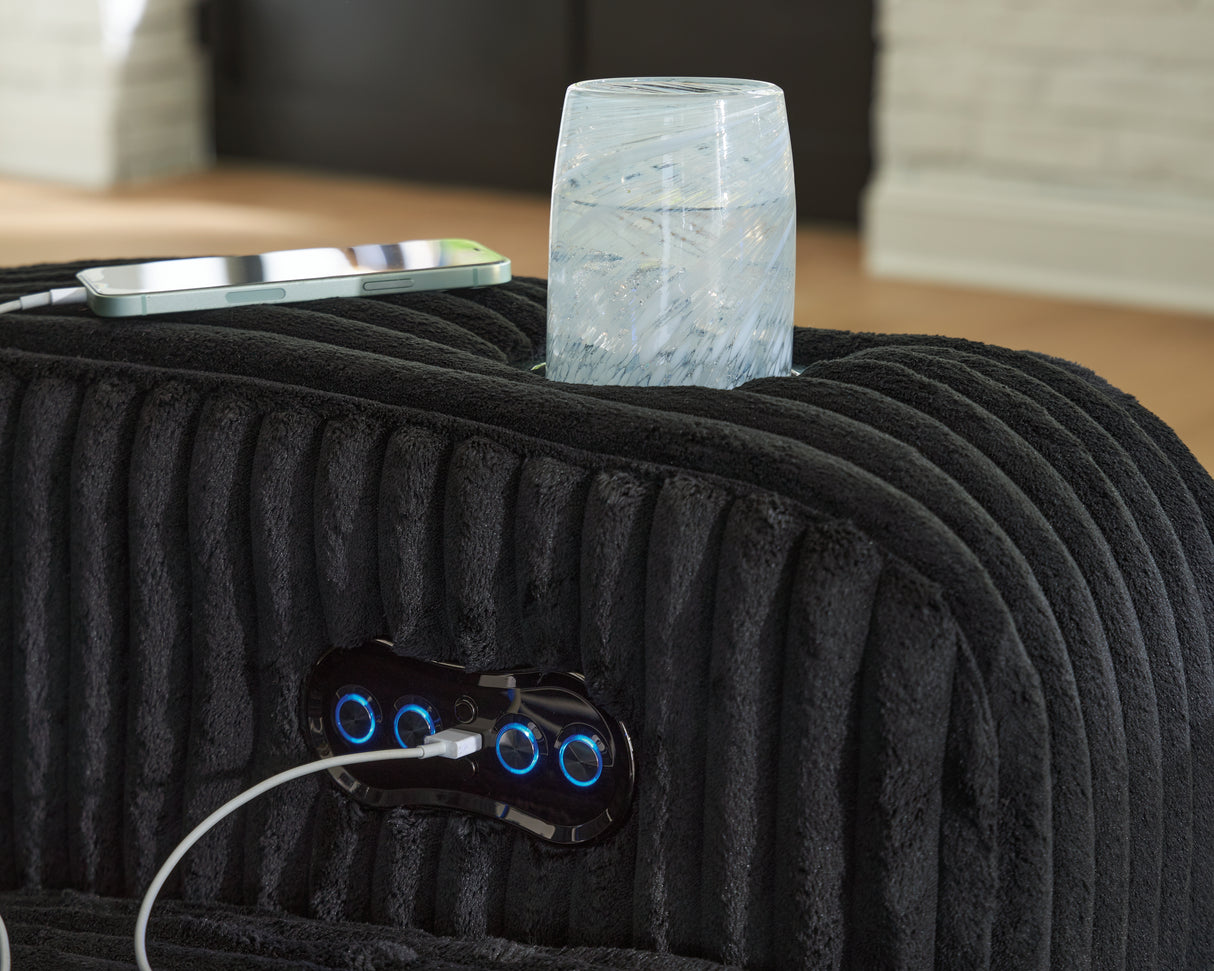 Forest Lake Black Power Reclining Loveseat with Console from Ashley - Luna Furniture