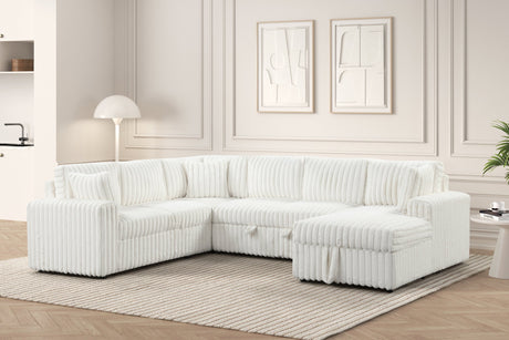 Forever Beige Sectional with Pull-Out Bed from Happy Homes - Luna Furniture