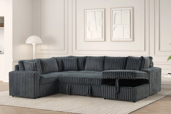 Forever Charcoal Sectional with Pull-Out Bed