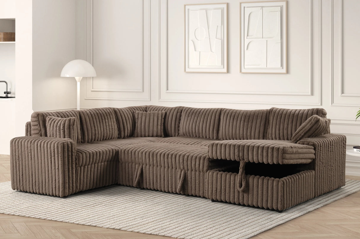 Forever Mocha Sectional with Pull-Out Bed from Happy Homes - Luna Furniture