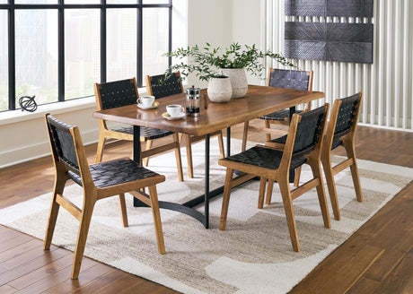 Fortmaine Brown/Black Dining Table and 6 Chairs from Ashley - Luna Furniture