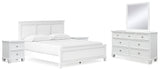 Fortman California King Panel Bed with Mirrored Dresser and 2 Nightstands in White from Ashley - Luna Furniture