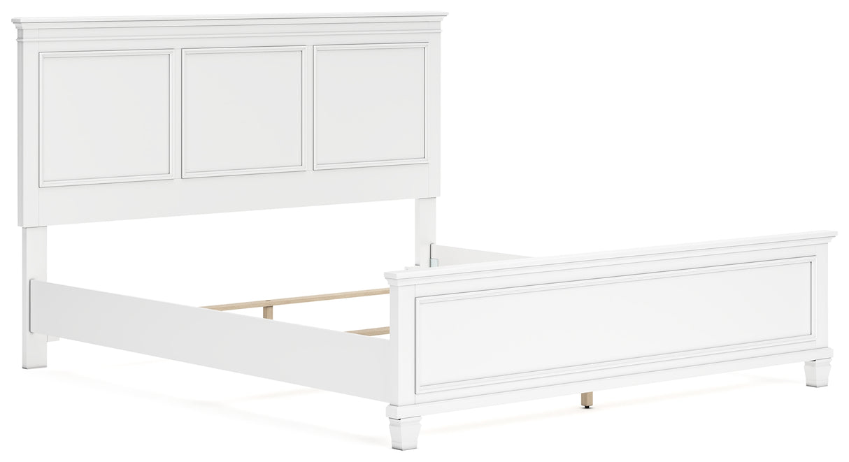 Fortman California King Panel Bed with Mirrored Dresser and 2 Nightstands in White from Ashley - Luna Furniture