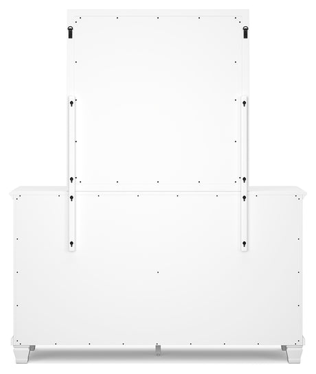 Fortman California King Panel Bed with Mirrored Dresser in White from Ashley - Luna Furniture