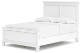 Fortman Full Panel Bed with Mirrored Dresser, Chest and 2 Nightstands in White from Ashley - Luna Furniture