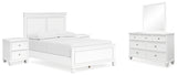 Fortman Full Panel Bed with Mirrored Dresser and 2 Nightstands in White from Ashley - Luna Furniture
