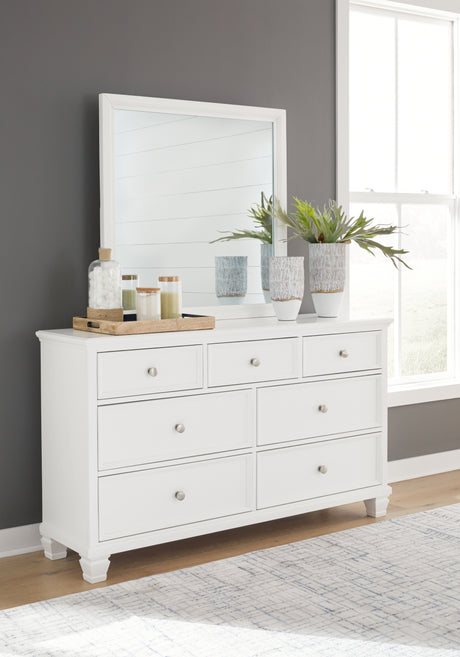 Fortman Full Panel Bed with Mirrored Dresser and 2 Nightstands in White from Ashley - Luna Furniture