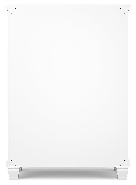 Fortman King Panel Bed with Mirrored Dresser, Chest and 2 Nightstands in White from Ashley - Luna Furniture