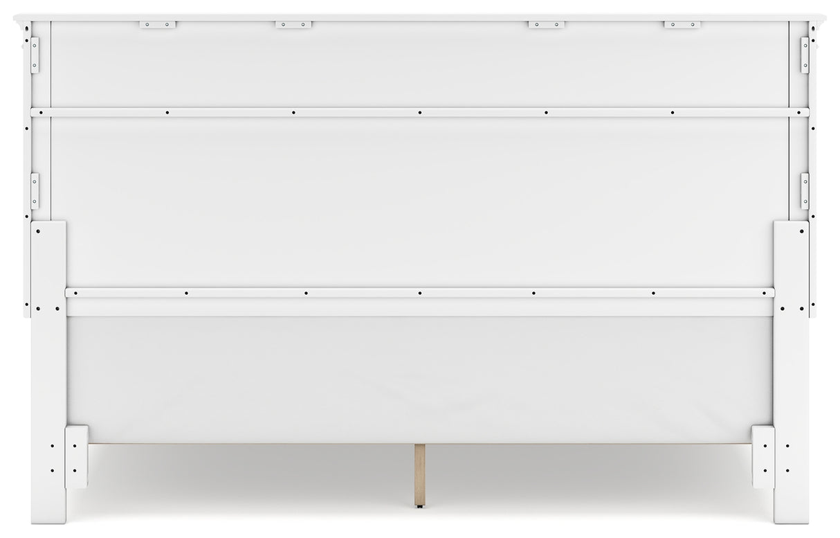 Fortman King Panel Bed with Mirrored Dresser, Chest and 2 Nightstands in White from Ashley - Luna Furniture