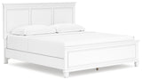 Fortman King Panel Bed with Mirrored Dresser and 2 Nightstands in White from Ashley - Luna Furniture