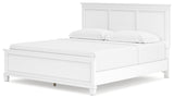 Fortman King Panel Bed with Mirrored Dresser and Chest in White from Ashley - Luna Furniture